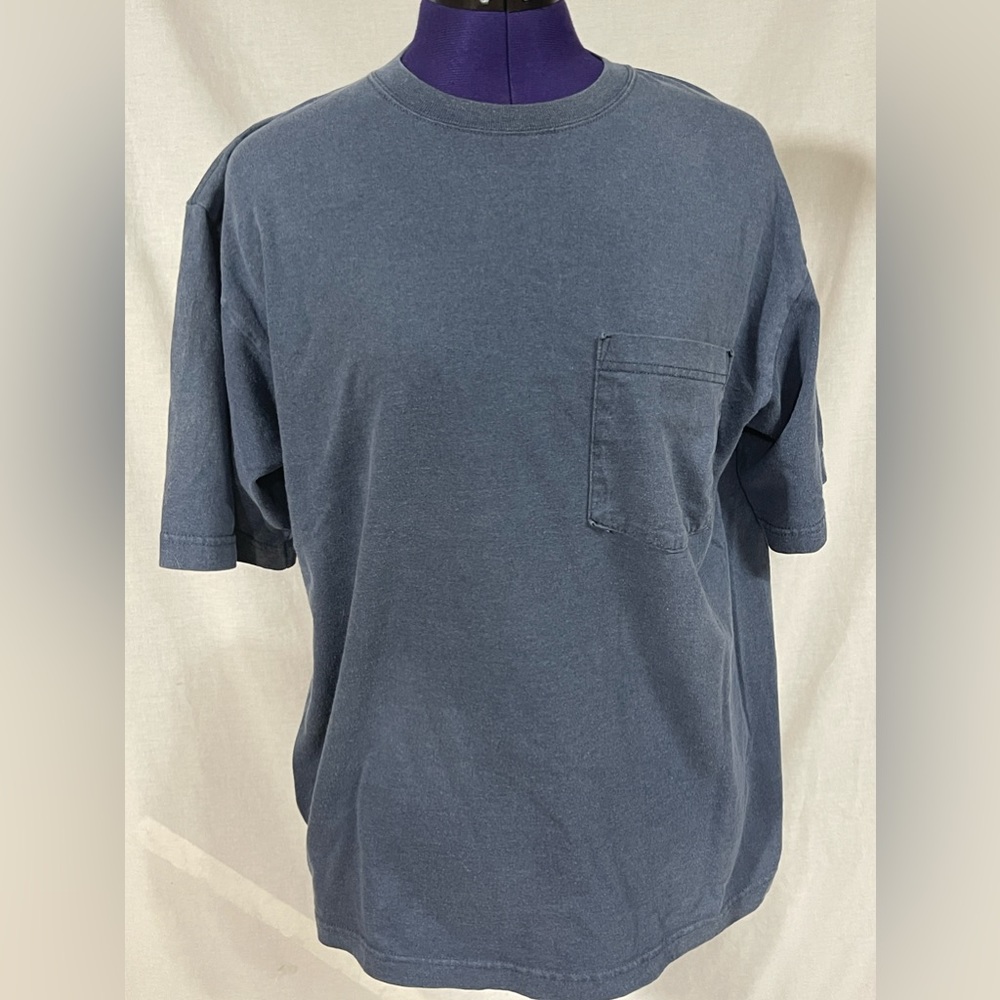 VTG 90s Cherokee Made in USA Blue Grunge T Shirt SZ Med Plain Blank